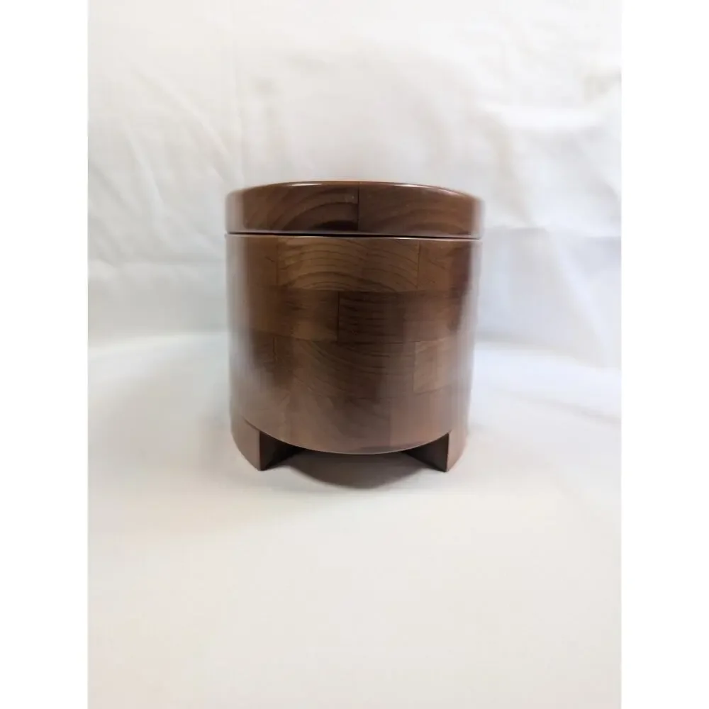 Levenger Oval Wooden 4 Pen & 2 Ink Holder Desktop Stand Box